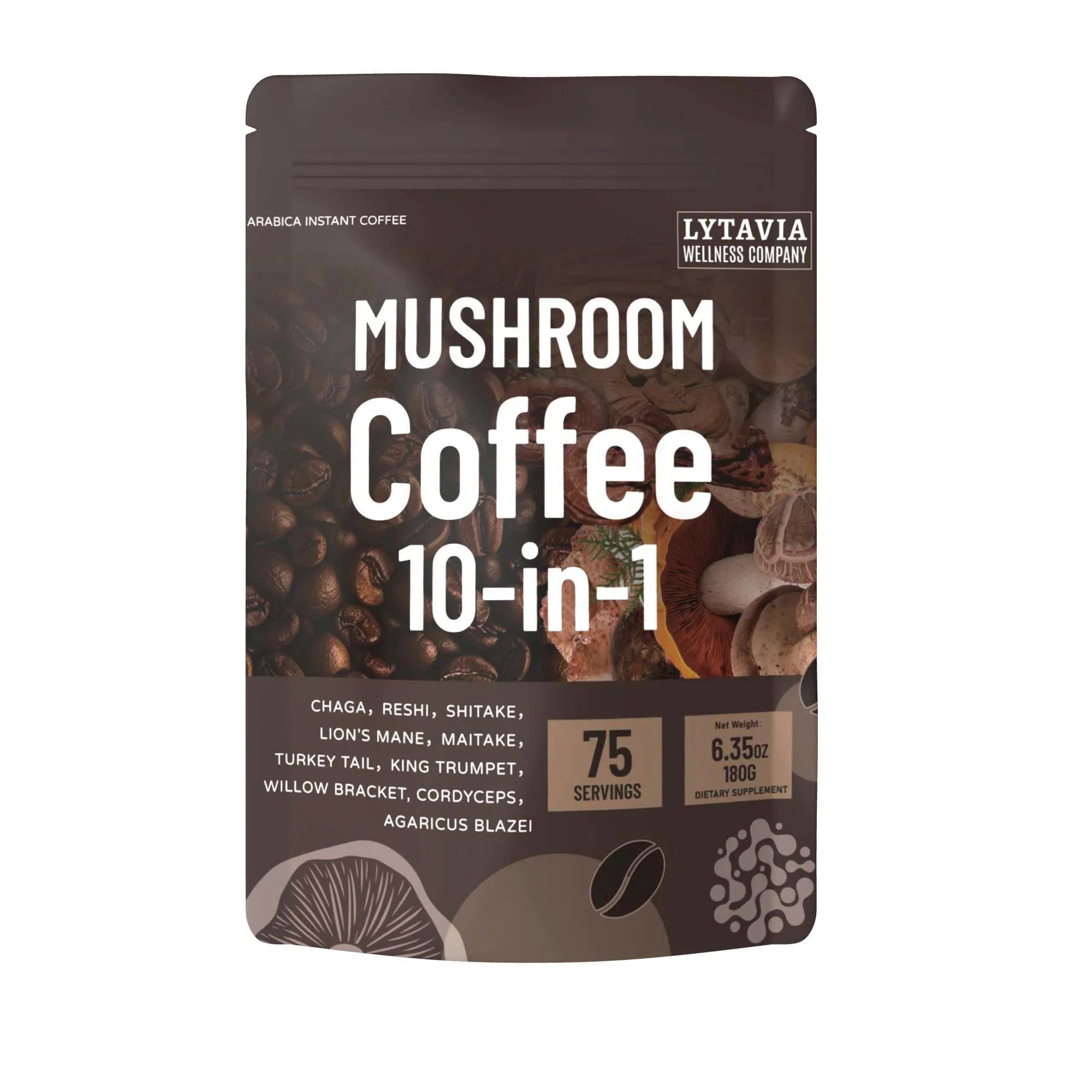 Mushroom Coffee With 10 Adaptogenic Mushrooms And MCT Oil Instant Coffee