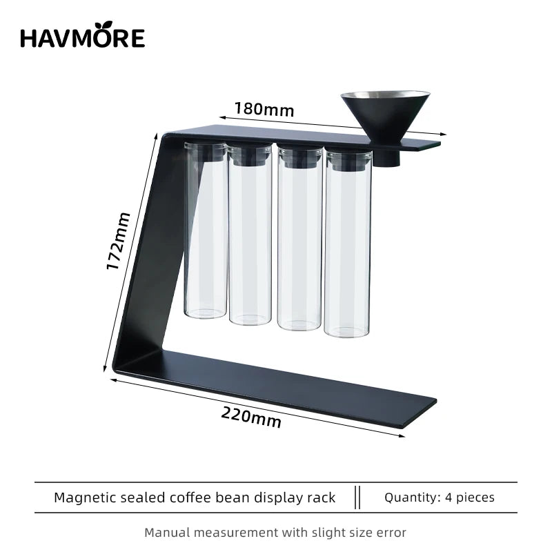 Convenient Magnetic Coffee Bean Storage Glass Tubes Storage Container Rack