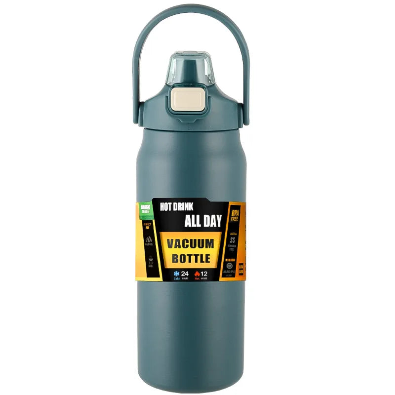 Portable Thermos with Straw 304 Stainless Steel Thermal Mug Tumbler