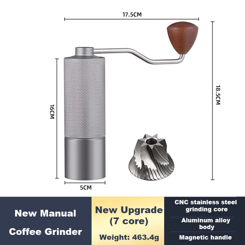 Manual Coffee Grinder Stainless Steel Conical Burr Adjustable Hand Grinder
