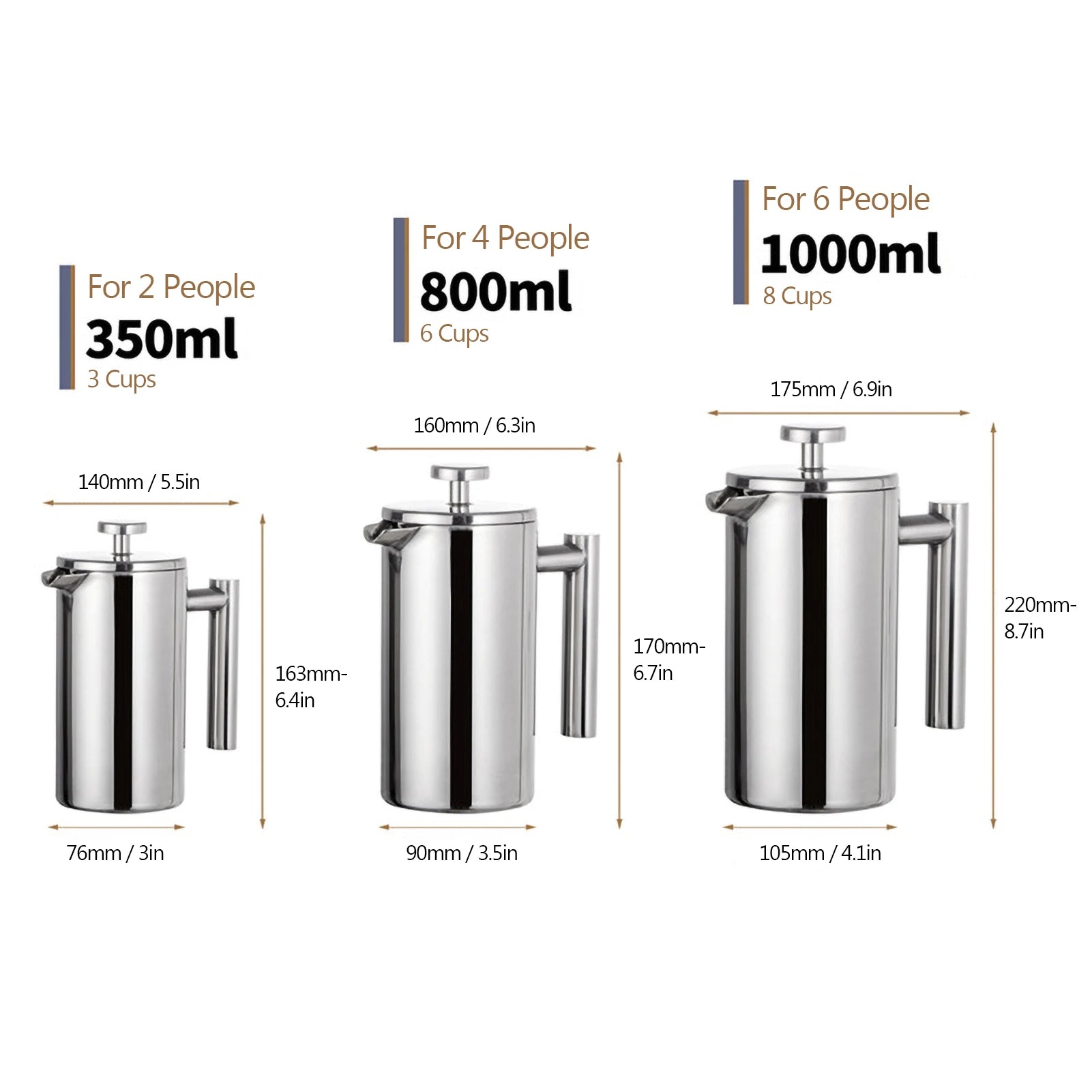 Coffee Maker Stainless Steel Double Walled Insulated Coffee Maker Pot