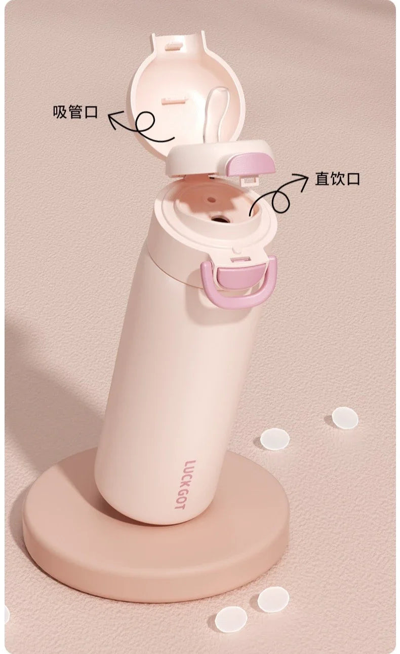 Stainless Steel Insulated Bottle Student Portable Double Drink Bouncing Cup