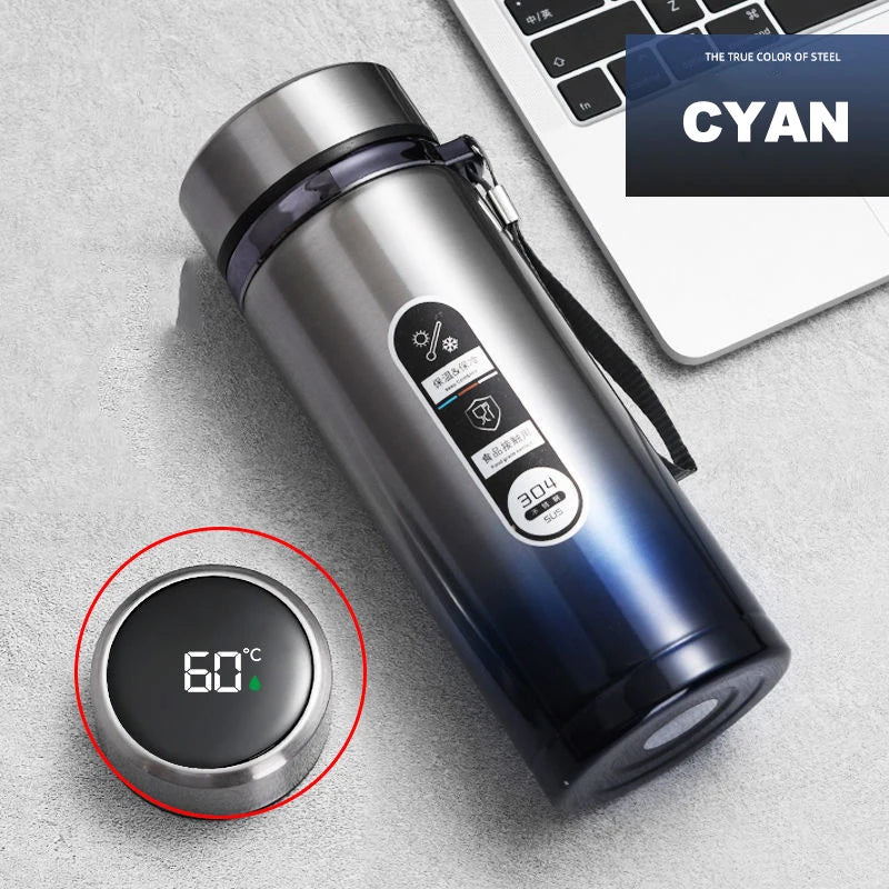 SoftAura Stainless Steel Thermos Bottle LED Temperature Display Portable Cup