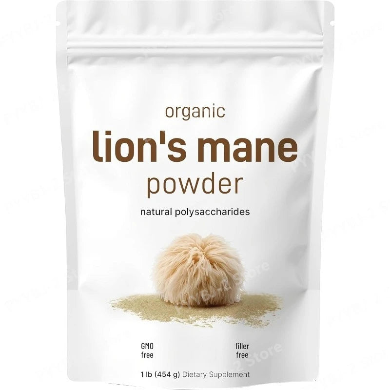 Organic Lion’s Mane Mushroom Powder Supports Brain Focus Energy and Immune