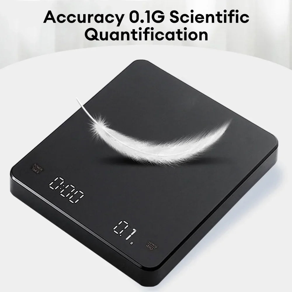 Digital Coffee Scale with Timer LED Screen Espresso USB Rechargeable Scale