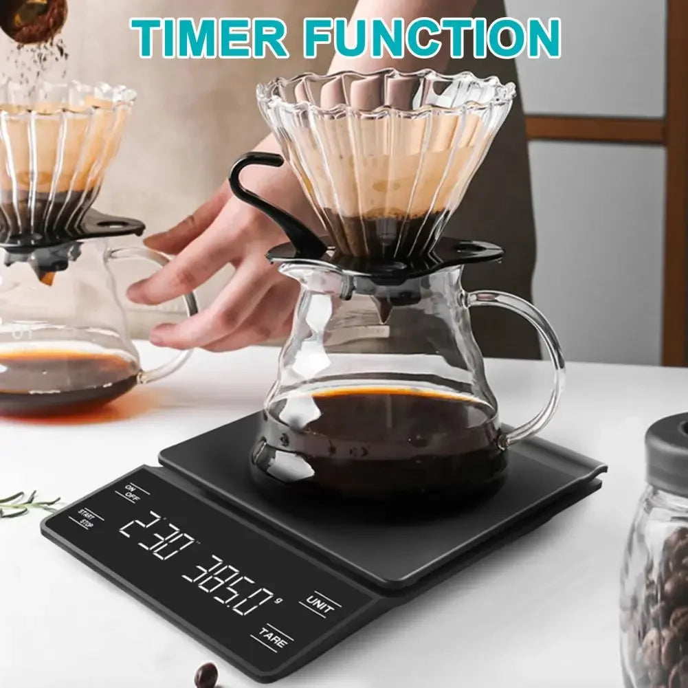 Mini Coffee Scale with Timer 3 Units High Precision LCD Display Electronic Pour