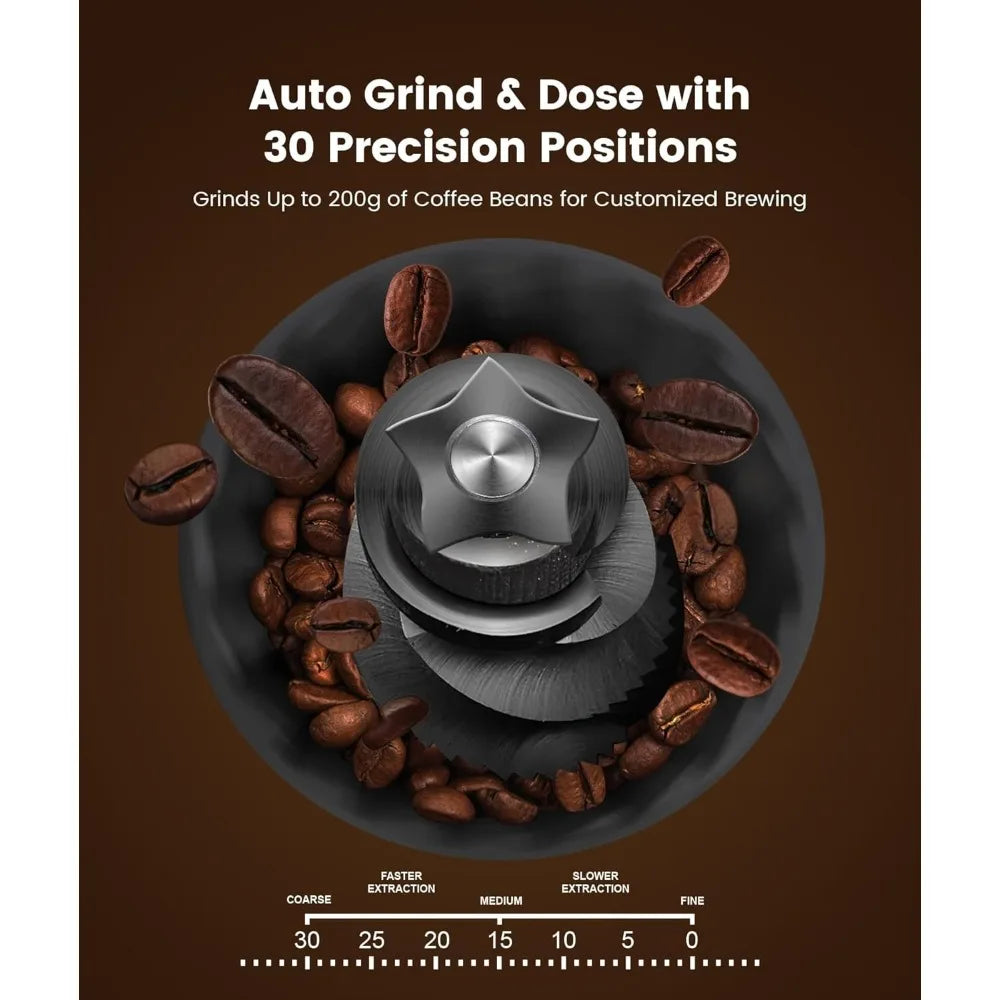 Bar Espresso Coffee Machine with Built-in Anti-Clogging Grinder Expresso Coffee