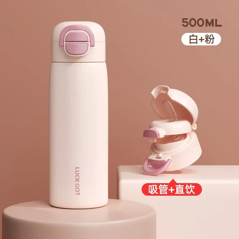 Stainless Steel Insulated Bottle Student Portable Double Drink Bouncing Cup