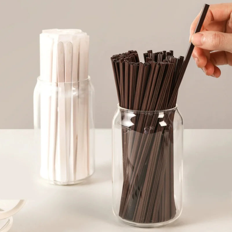 Disposable Three-Hole Coffee Straws Wooden Coffee Stirring Sticks Individually