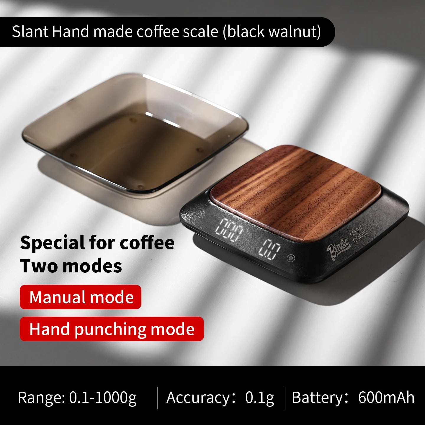 Bincoo Espresso Pour Over Smart Scale Mini Digital Coffee Scale with Timer
