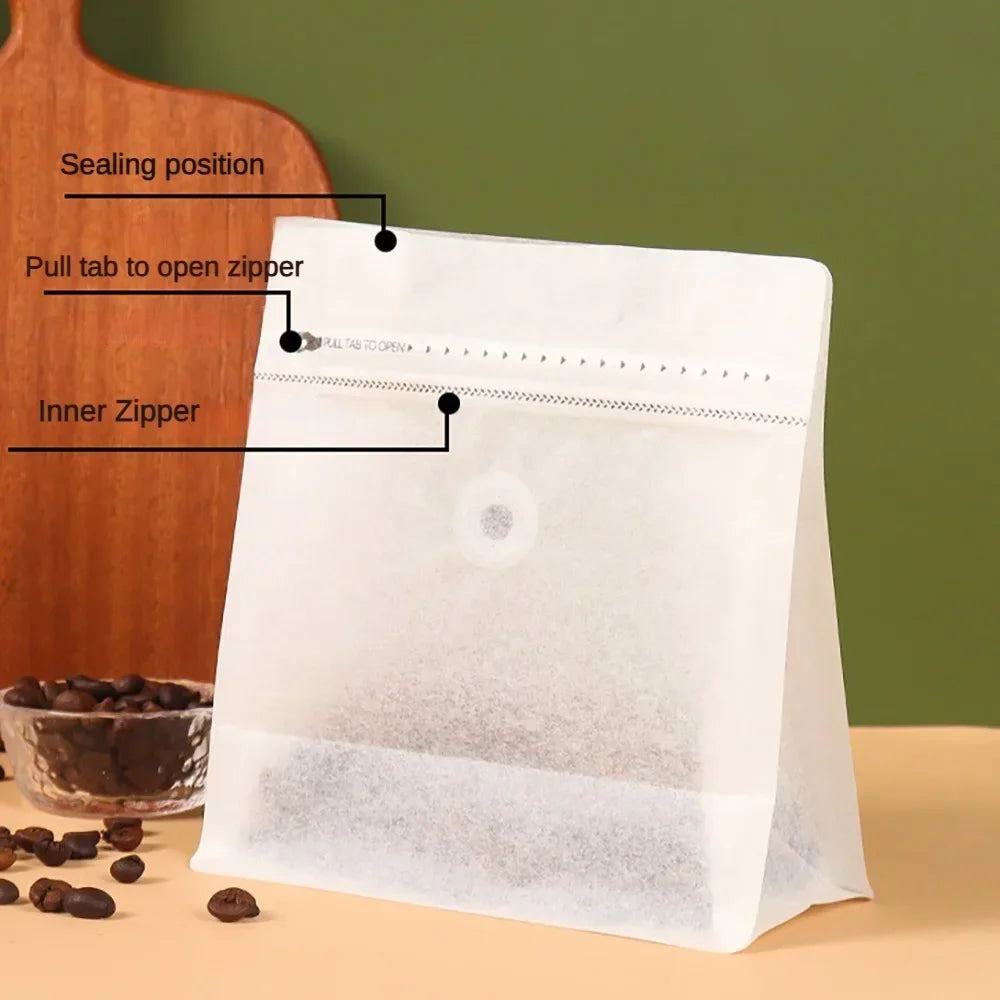 Recyclable Frosted Transparent Matte Coffee Powder Packing Bag with Valve