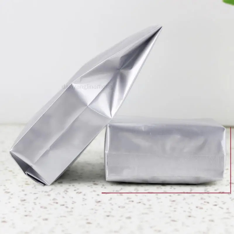 Top Open Silver Color Aluminum Foil Heat Seal Vacuum Food Packing Gusset Bag