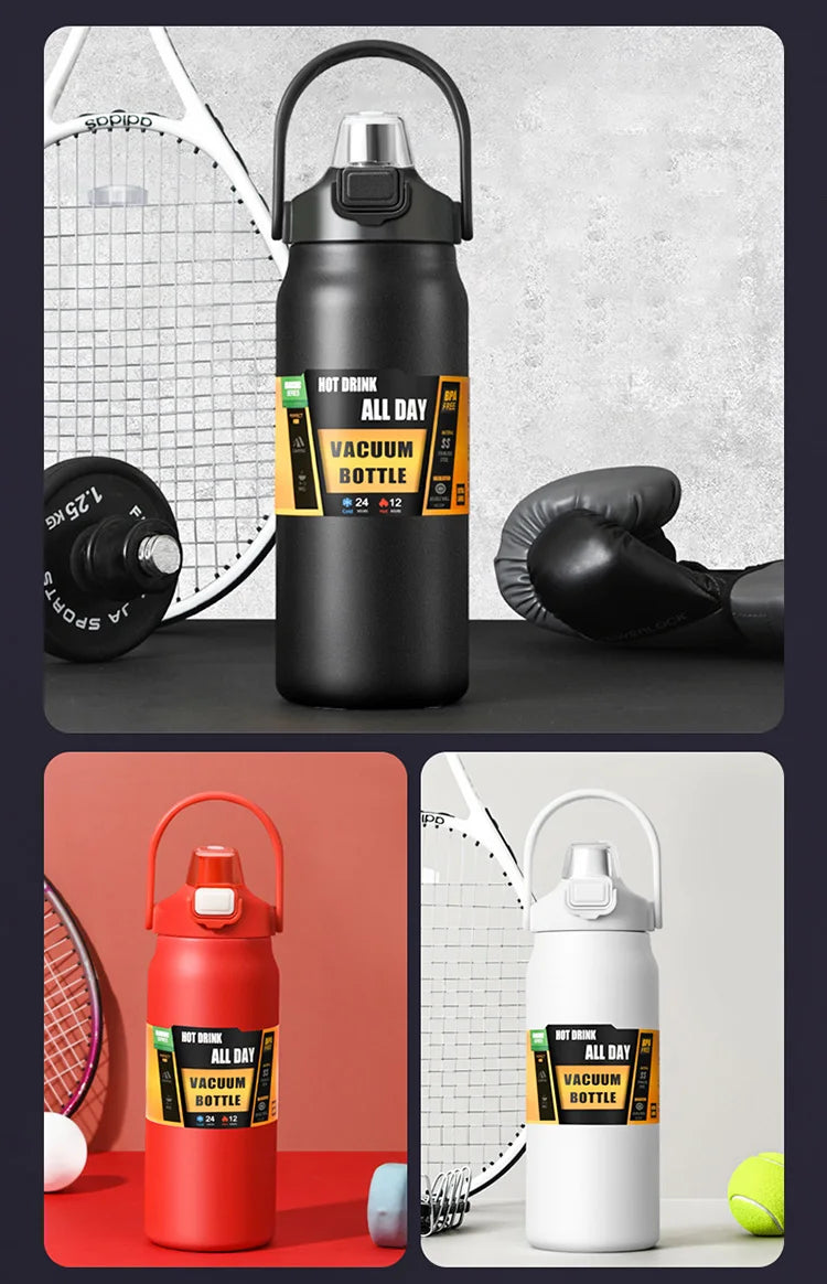 Portable Thermos with Straw 304 Stainless Steel Thermal Mug Tumbler