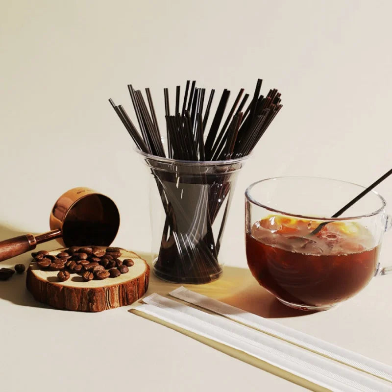 Disposable Three-Hole Coffee Straws Wooden Coffee Stirring Sticks Individually