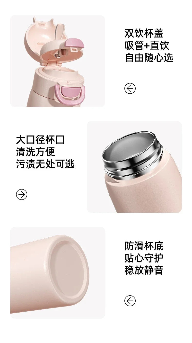 Stainless Steel Insulated Bottle Student Portable Double Drink Bouncing Cup