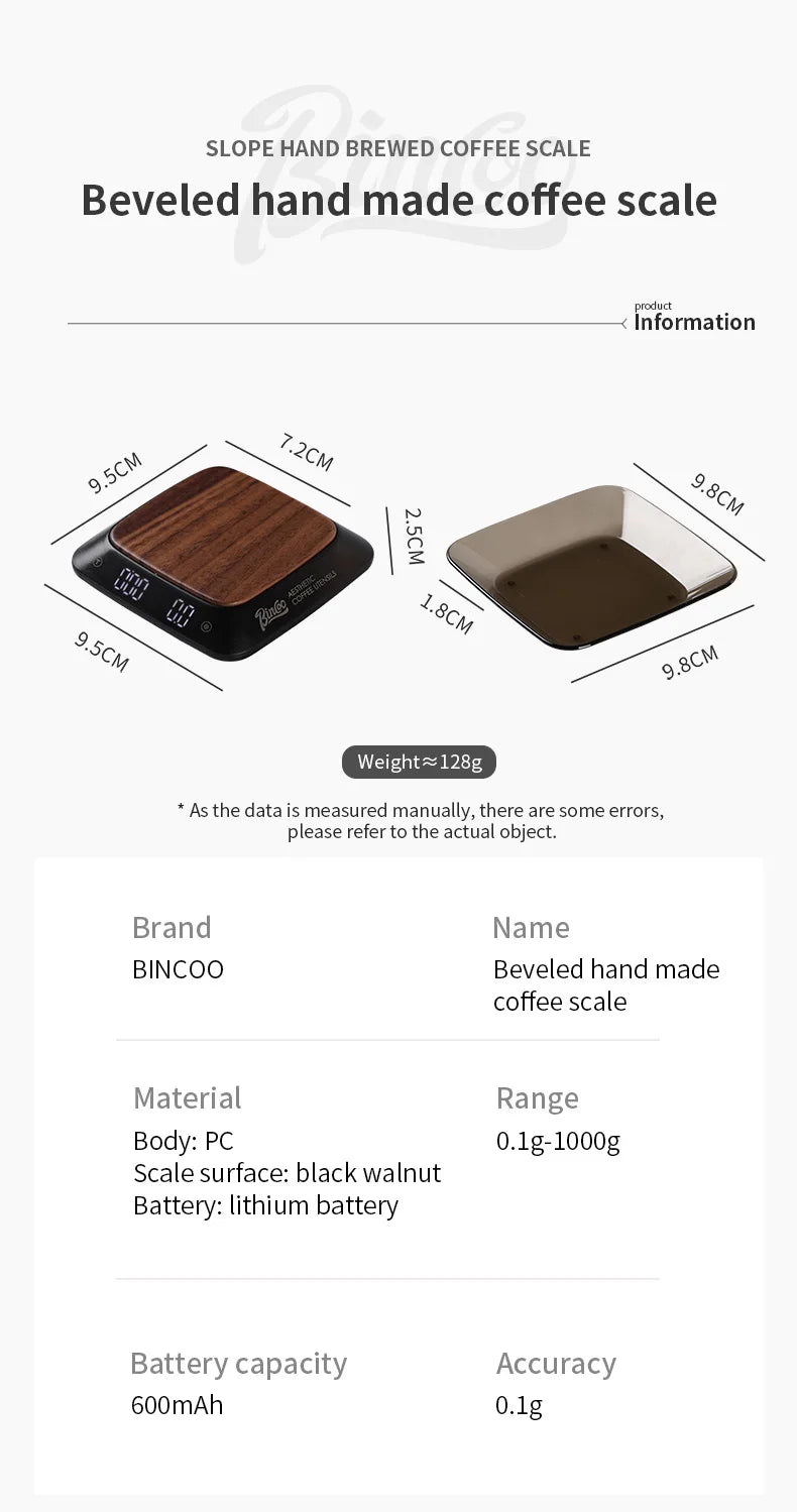 Bincoo Espresso Pour Over Smart Scale Mini Digital Coffee Scale with Timer