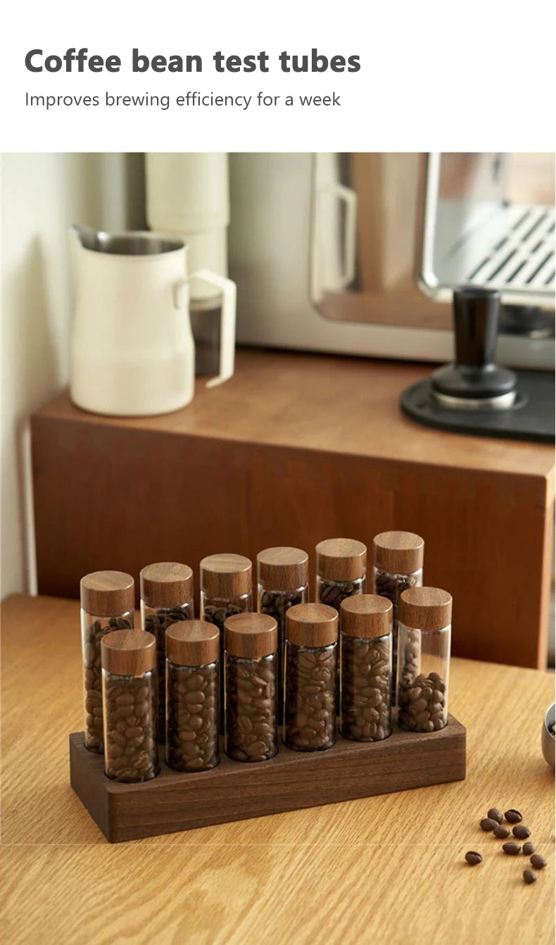 Coffee Beans Storage Container Tube Display Rack Tea Bottle Glass Single Dose