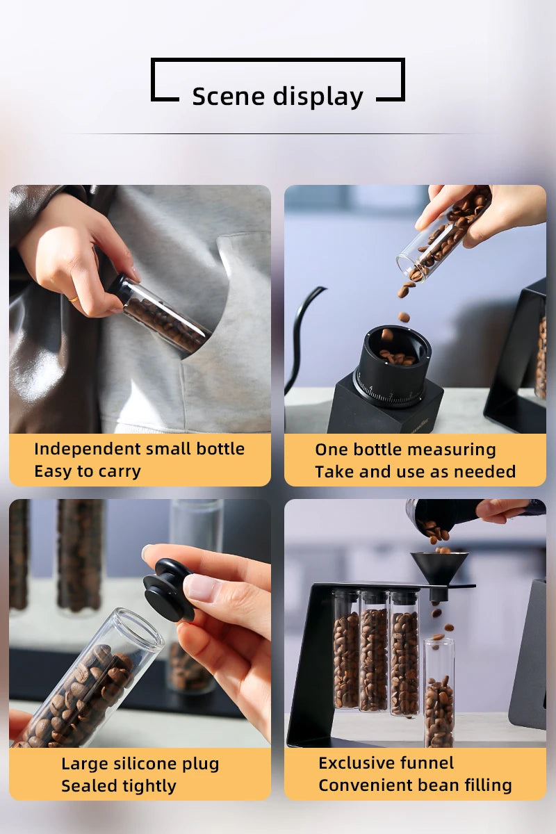 Convenient Magnetic Coffee Bean Storage Glass Tubes Storage Container Rack