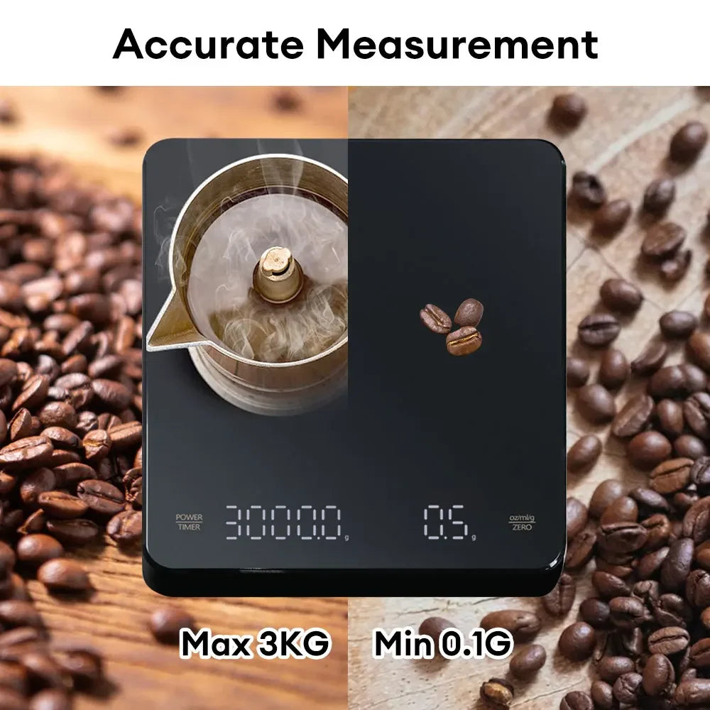 Digital Coffee Scale with Timer LED Screen Espresso USB Rechargeable Scale