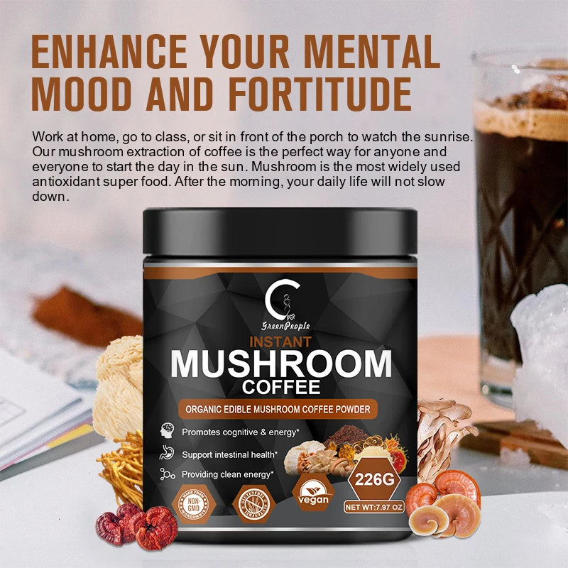 GPGP Green People 226G Lion's Mane Mushroom Coffee with Reishi Cordyceps