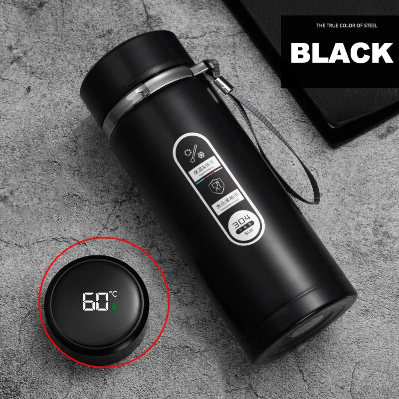 SoftAura Stainless Steel Thermos Bottle LED Temperature Display Portable Cup