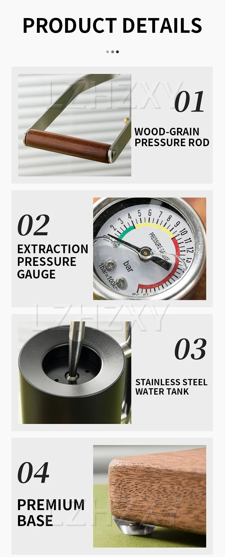 Manual Espresso Machine Retro Design High-Pressure Extraction Rich Oil Content