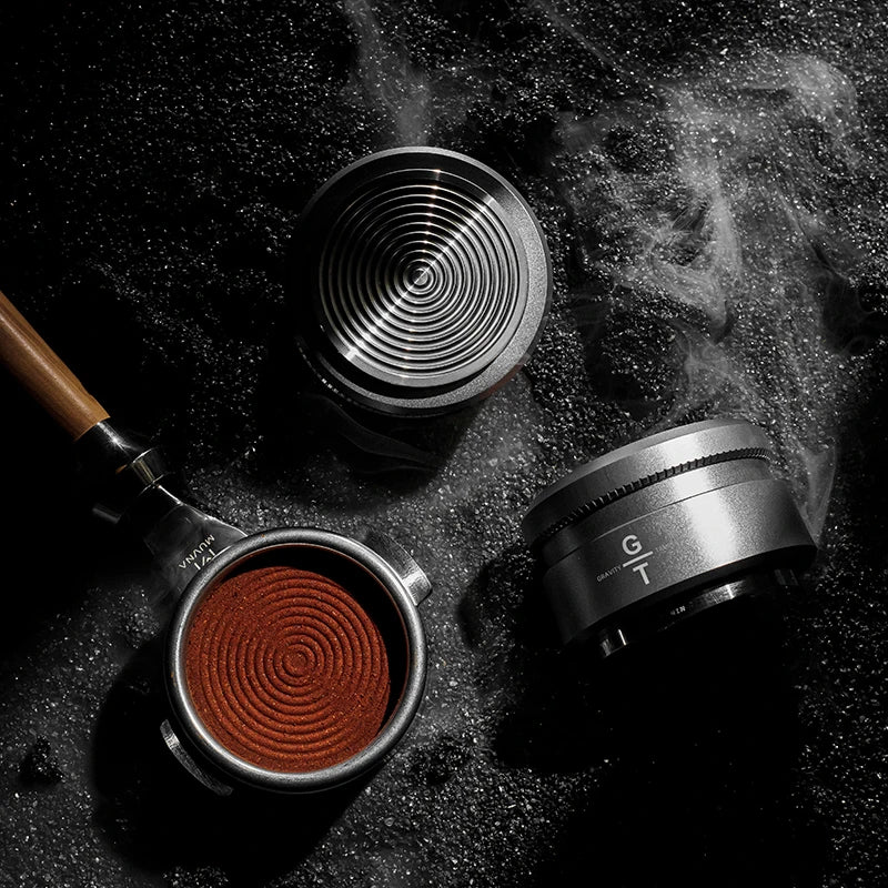 MUVNA Espresso Tamper V2, Slow Rebound Coffee Tamper Steel Ripple Base