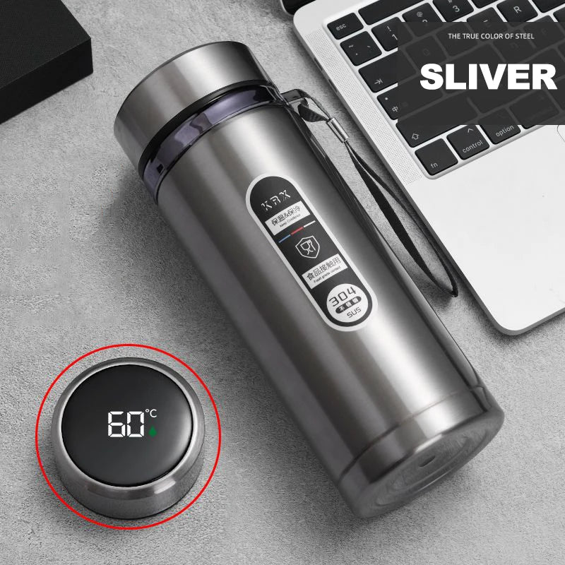 SoftAura Stainless Steel Thermos Bottle LED Temperature Display Portable Cup