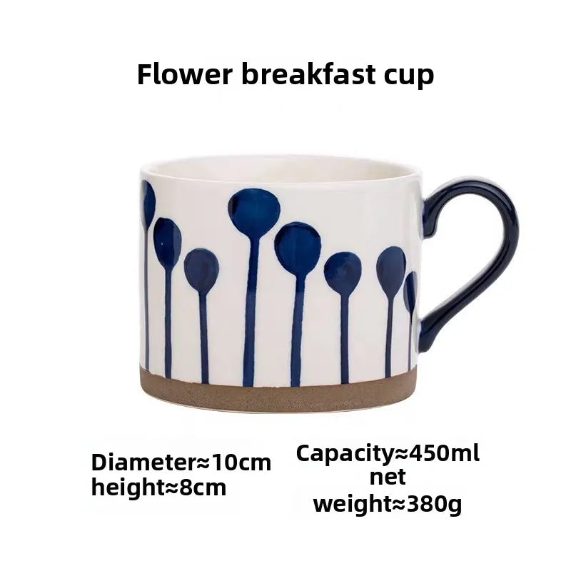 KEMORELA 1PCS 450ML Nordic Ceramic Cup Coffee Milk Mug with Handle Cup