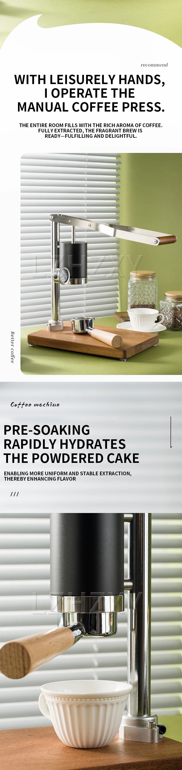 Manual Espresso Machine Retro Design High-Pressure Extraction Rich Oil Content