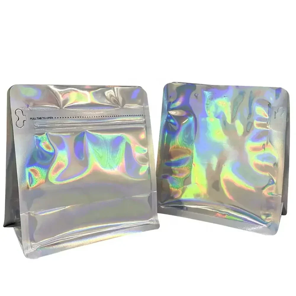 Holographic Coffee Bean Powder with ValveTea Storage Bag Mylar Packaging