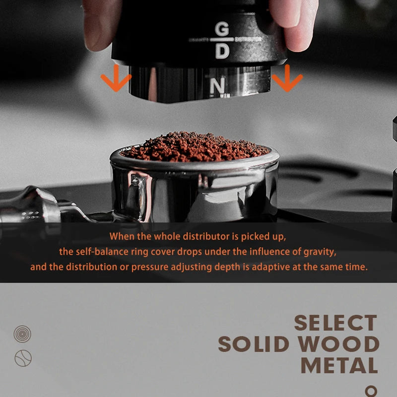 MUVNA Espresso Tamper V2, Slow Rebound Coffee Tamper Steel Ripple Base