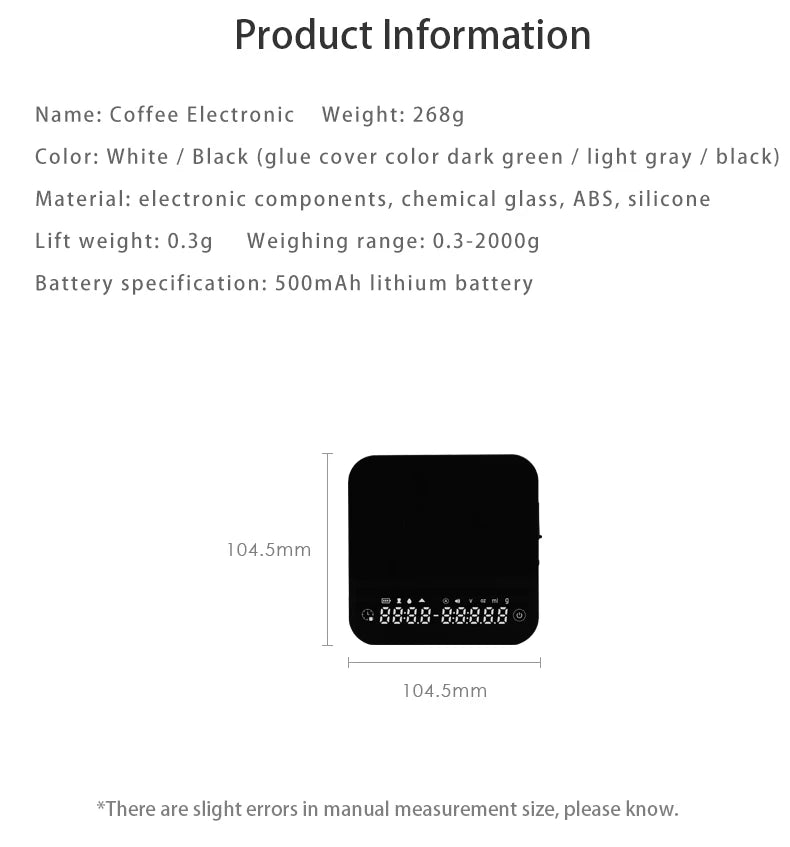 AIRFLOW Coffee Scale With Timer LED Screen Espresso Precision Measures