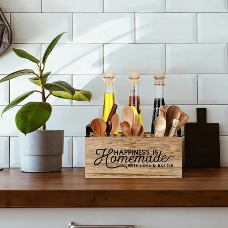 1PC Wooden Dividing Knife Fork Spoon Storage Box Household Kitchen Box