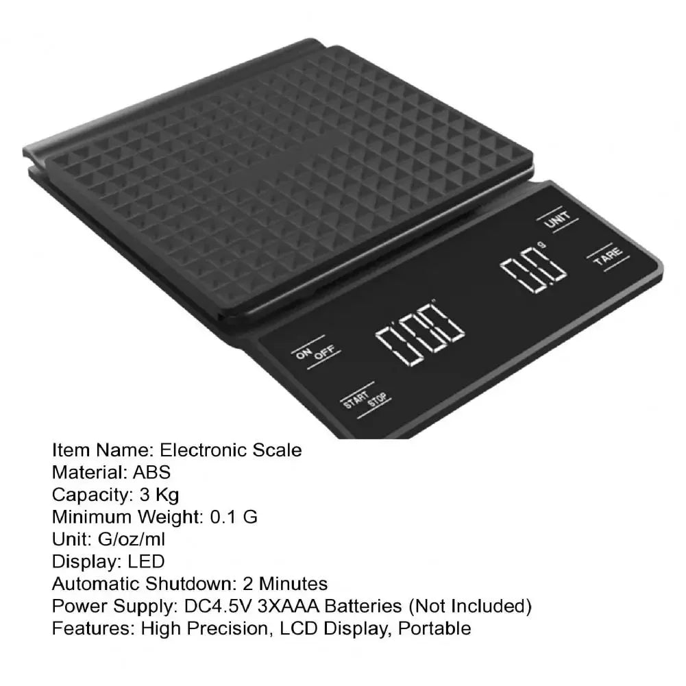 Mini Coffee Scale with Timer 3 Units High Precision LCD Display Electronic Pour
