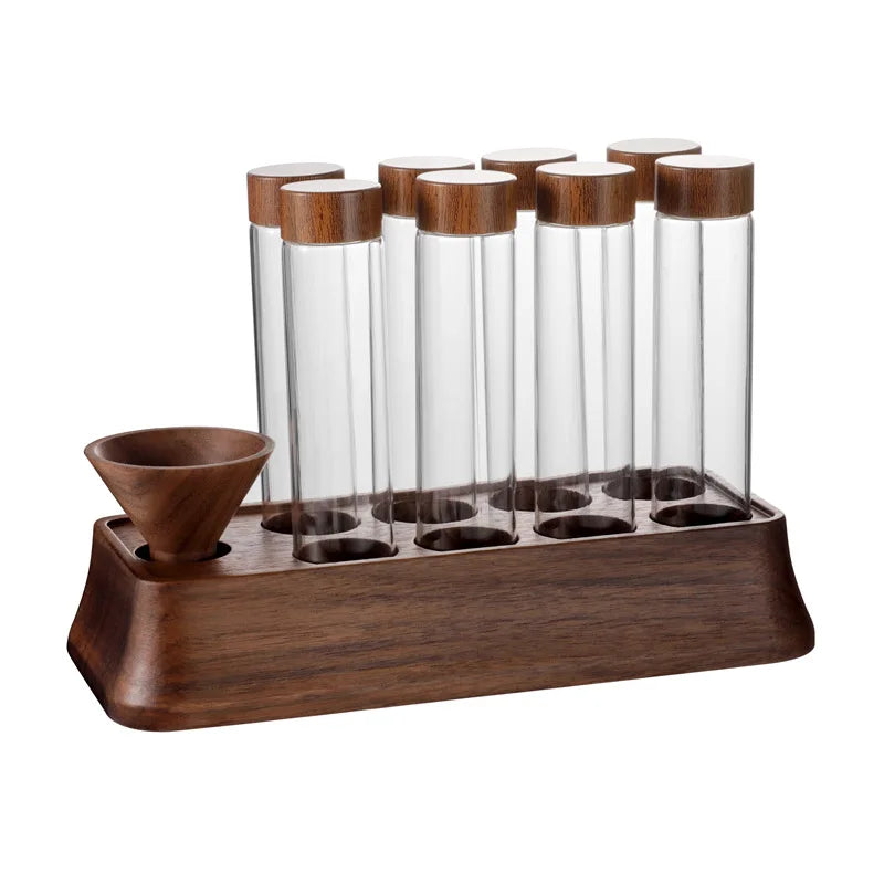 Magnetic Coffee Bean Dispensing Bottle with Glass Test Tube Display Stand