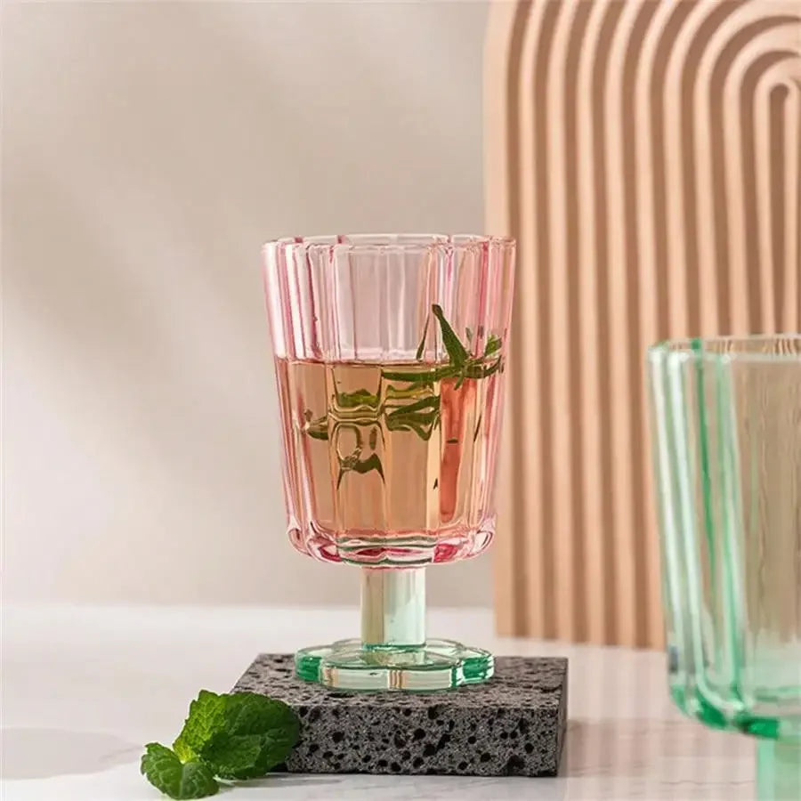 250ml French Style Glass Cup  Flower Shaped Wine Glass Cute Boba Tea