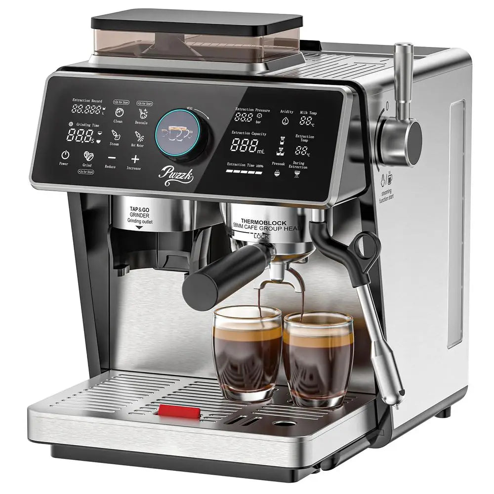Boiler Semi Automatic Espresso Machine with Builtin Grinder Display amp Milk