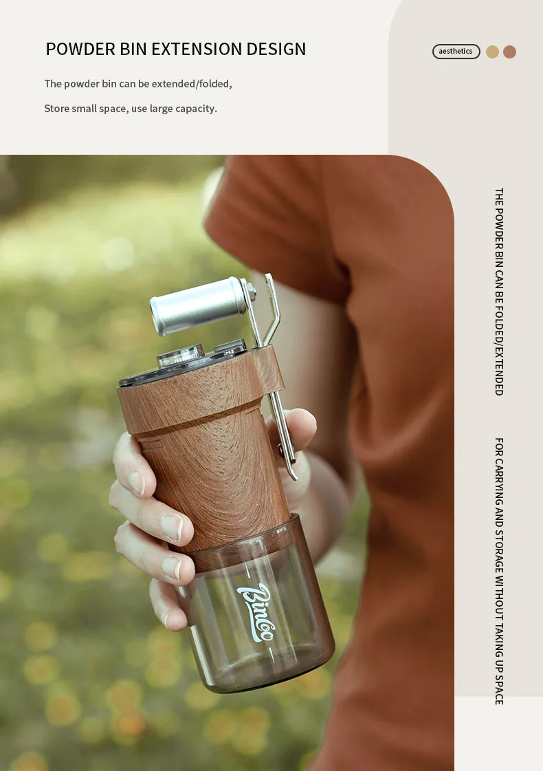 Coffee Bean Grinder Portable Wood Grain Stainless Steel Crank Hand Hand Coffee