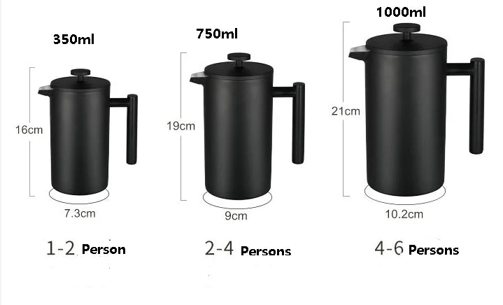 1000ml French Press Coffee Maker and Tea Pot Thermal Kettle Press Cafe Brewed