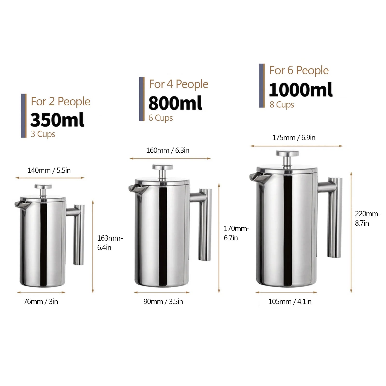 Coffee Maker Stainless Steel Double Walled Insulated Coffee Maker Pot