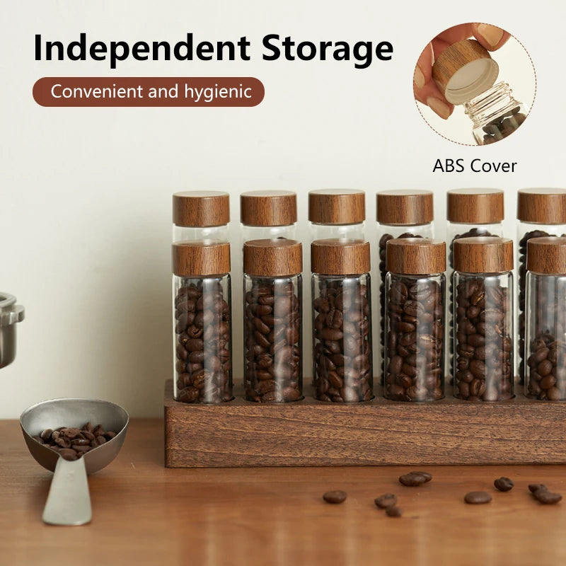 Coffee Beans Storage Container Tube Display Rack Tea Bottle Glass Single Dose