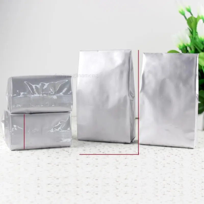 Top Open Silver Color Aluminum Foil Heat Seal Vacuum Food Packing Gusset Bag