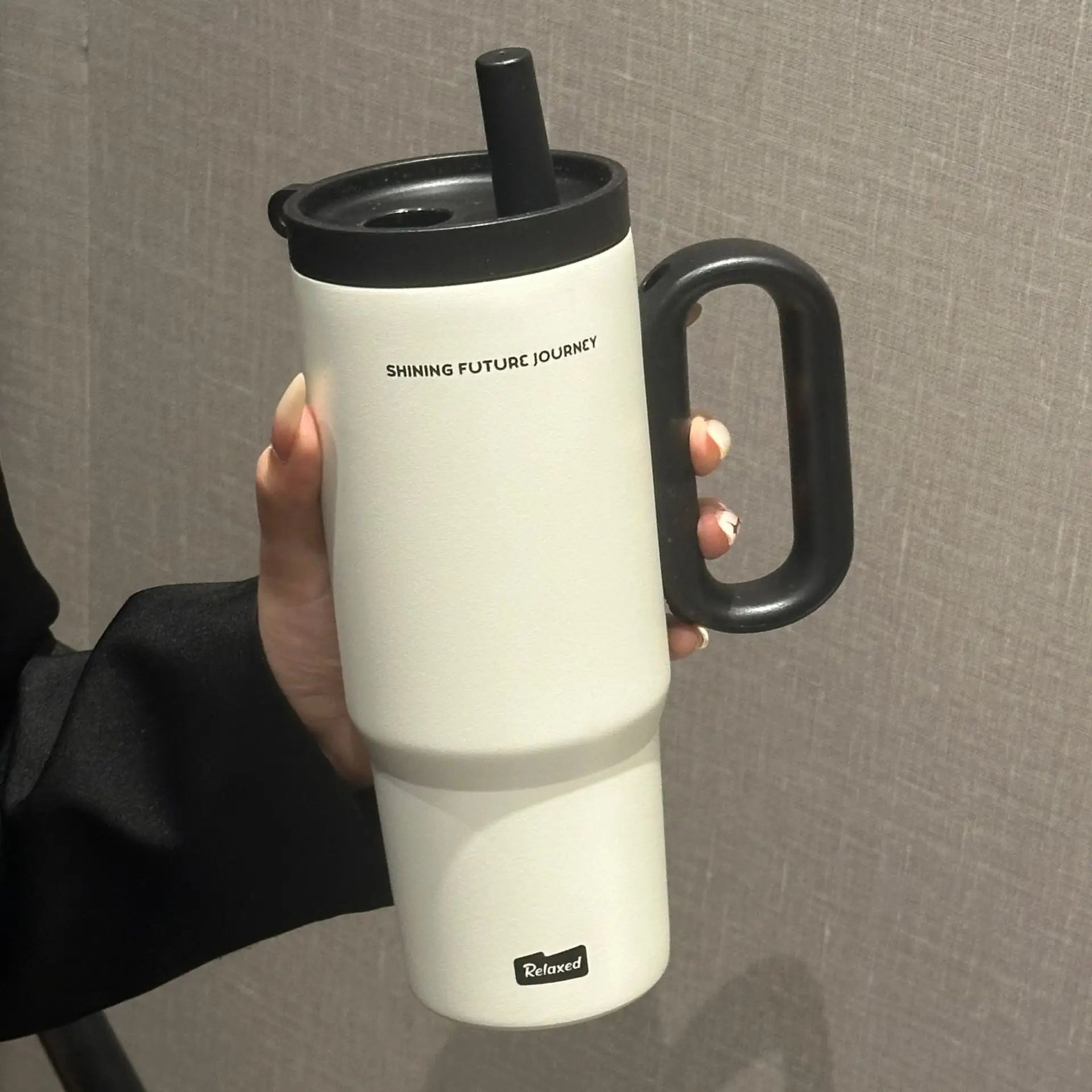 720ML Stainless Steel Thermos Cup with Straw Handle Ice Coffee Drink Vacuum