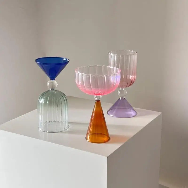 Kitchen Glasswares Colorful Cocktail Cups Creative Wine Cup Unique Flower Cup