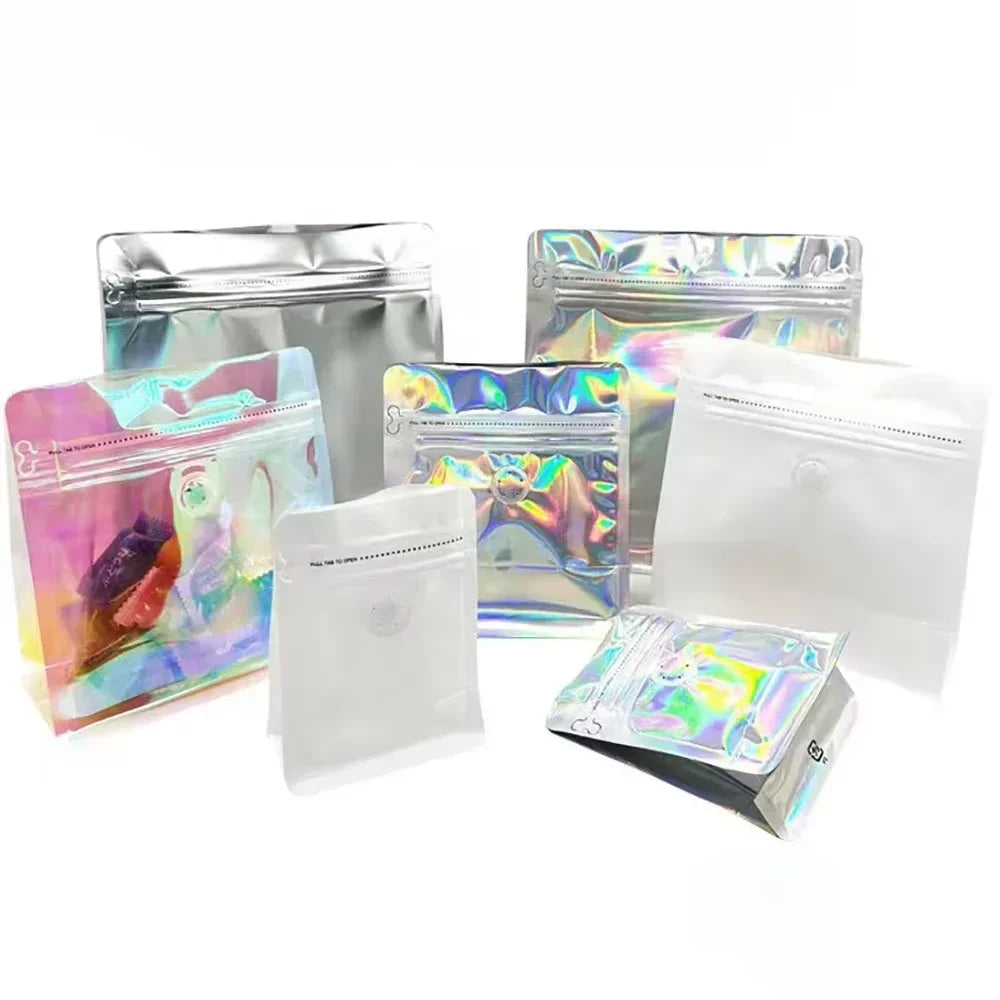 Holographic Coffee Bean Powder with ValveTea Storage Bag Mylar Packaging