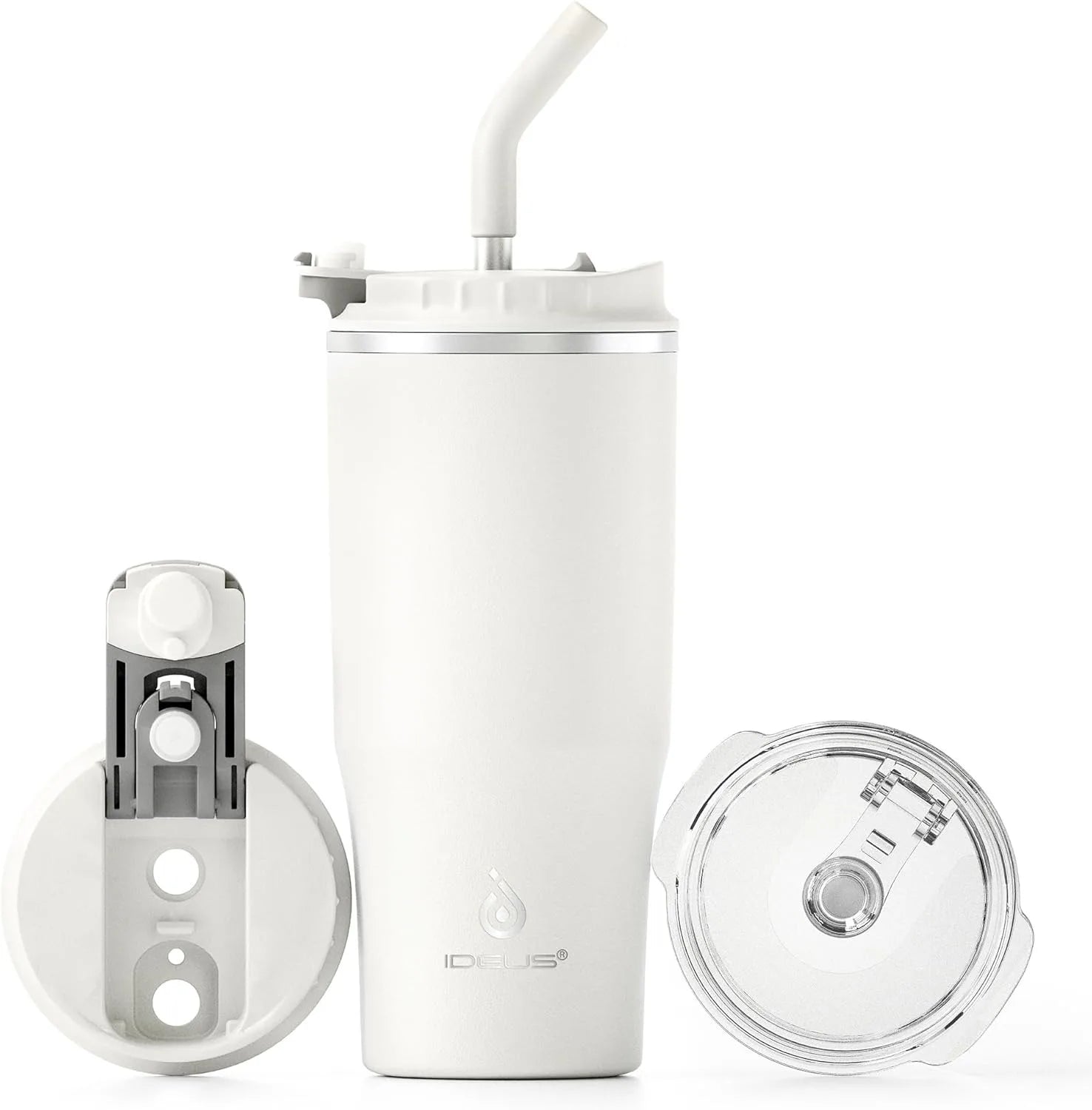 ideus insulated cup with lid and straw, 18-ounce stainless steel double-layer