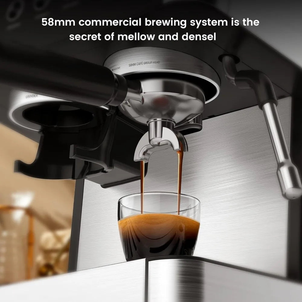Bar Espresso Coffee Machine with Built-in Anti-Clogging Grinder Expresso Coffee