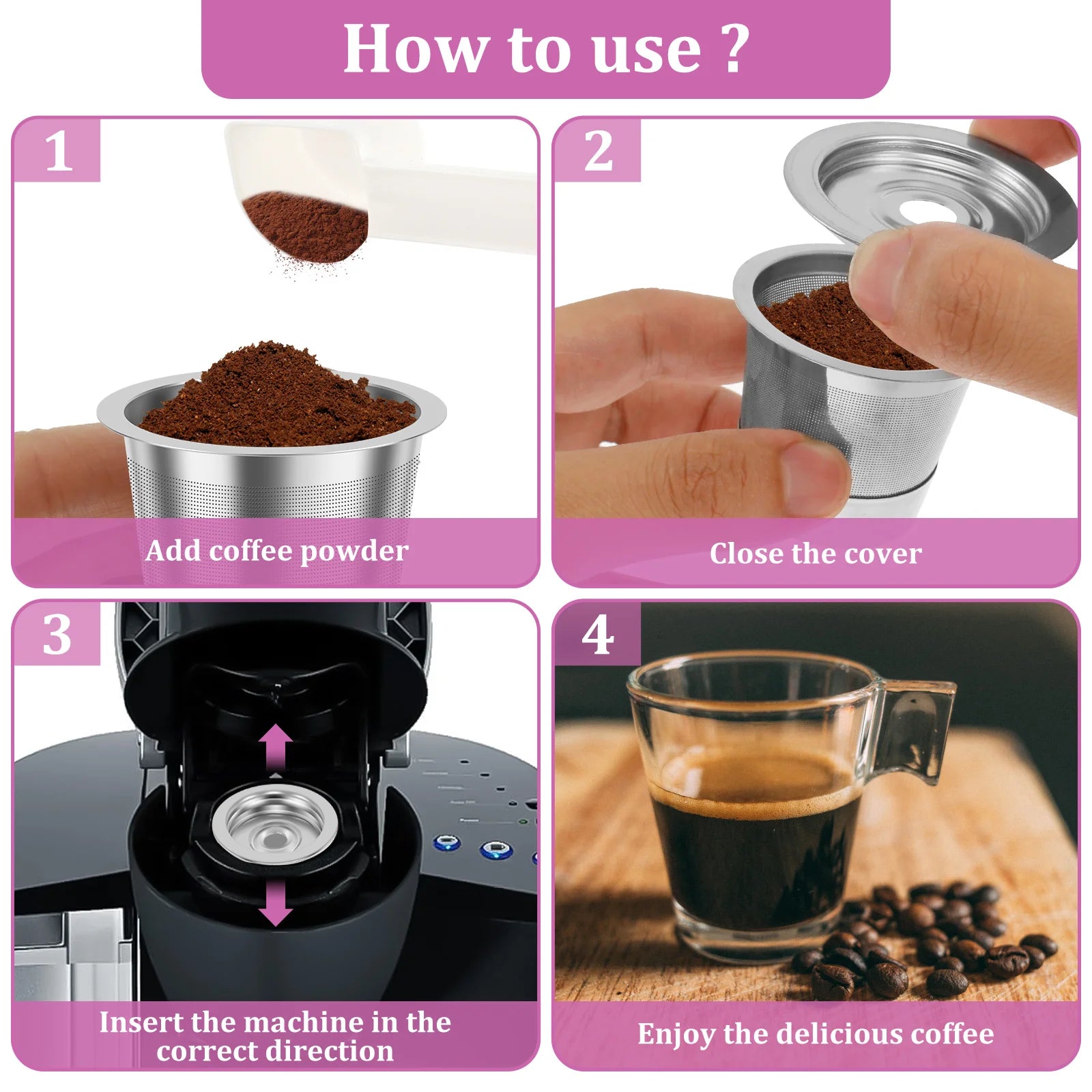 Reusable Espresso Capsules Refillable Coffee Pod Stainless Steel Cups