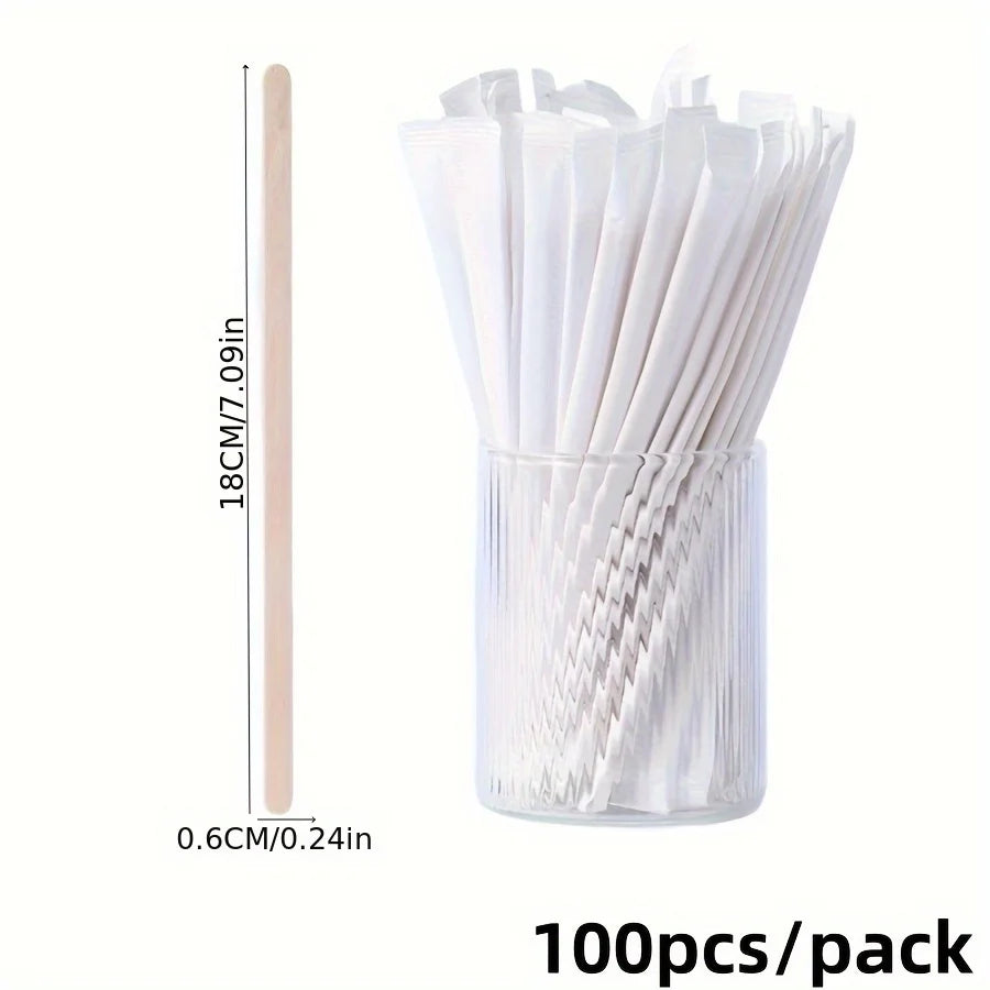 Disposable Three-Hole Coffee Straws Wooden Coffee Stirring Sticks Individually